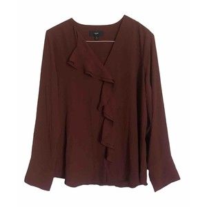 Mossimo Ruffle Front Blouse Burgundy Large